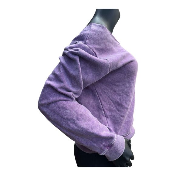 PINKVictoria’s Secret Women’s Off Shoulder Pullover M Purple Washed Cozy Sweats - Picture 3 of 11